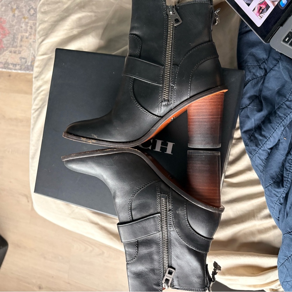 Coach Moto Bootie-Classic Black Leather - Picture 4 of 8